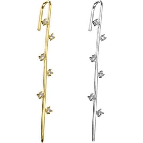 Cool Simple Jewelry Ear Needle Female Ear Nail Crystal Piercing Earrings for Women Ear Wrap Crawler Hook Earrings