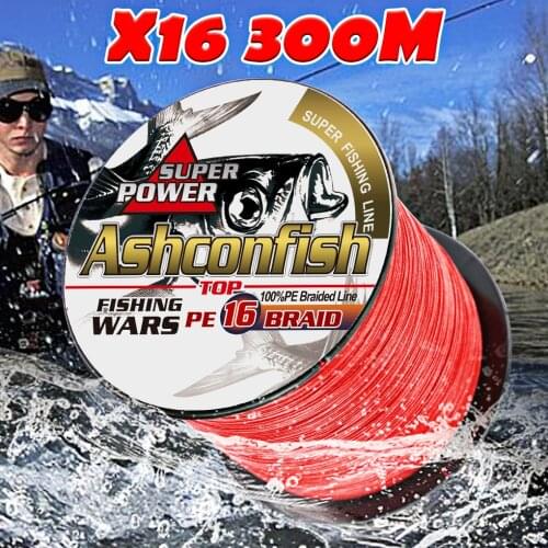 Super 16strands Hollowcore braided ice fishing line 300M pe saltwater sea fishing 20LB-500LB strong resistant weaves 0.16-2.0mm