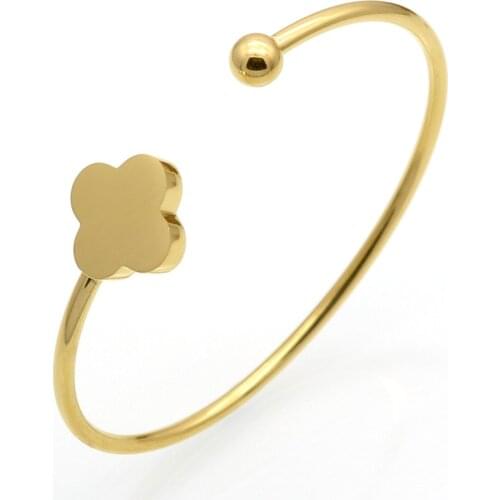 Hot Sale Fashion Gold Color Stainless Steel Flower Bracelets & Bangles For Women Pulseira Cute Bracelet Jewelry Party Gift B007