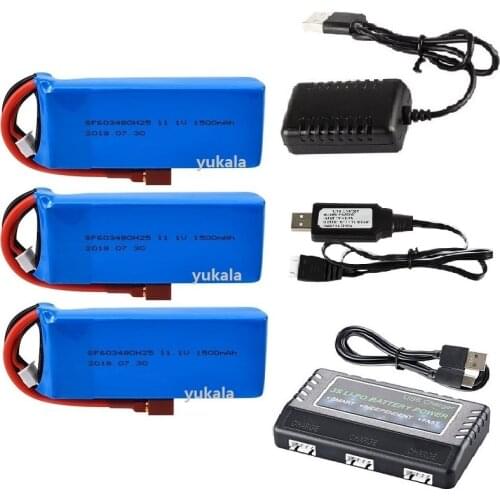 11.1V 1500mAh 3S LiPo Battery with Charger T Plug for WLtoys V950 RC Helicopter Airplane toys accessories/parts 11.1V Battery