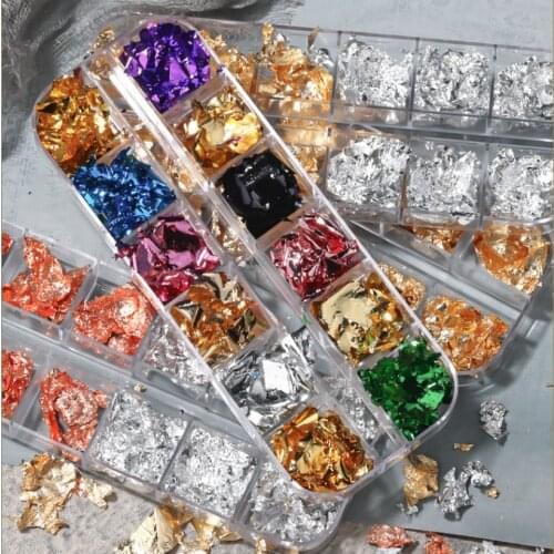 Nail Art Sticker Decoration Fragments Of Rose Gold And Silver Tin Foil Design Holiday For Makeup
