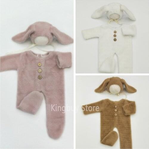 Newborn Photography Props Romper+Hat 2pcs Set Fotografia Accessory Infant Toddler Studio Shoot Photo Girl Boy Outfit