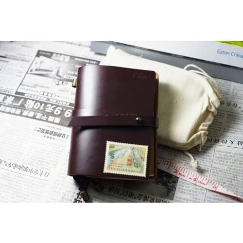 Passport style genuine leather cover notebook handmade travel leather bound journal vintage style filler papers school notebook