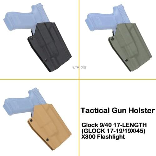Hunting Training Gun Holster Tactical Shooting Combat Army Airsoft Pistol Holsters Pouch for GLOCK 17-19/19X/45 X300 Flashlight