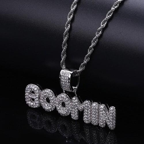New Arrival Iced Out Letters Pendant Necklace AAA Zircon 2 Colors Mens Necklace Fashion Rapper Hip Hop Jewelry