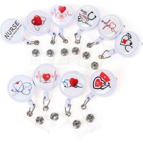 Plastic 1PC Retractable Nurse Badge Reel Clip Cartoon Nurse Doctor Students IC ID Card Badge Holder