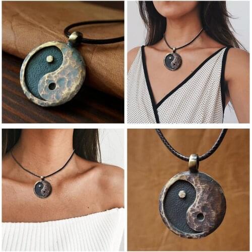 Tai Chi Yin Yang Pendant Necklace Yin Yang Gossip Necklace Yin Chain Yang Bagua Jewelry Sweater Necklace Gift E3C4