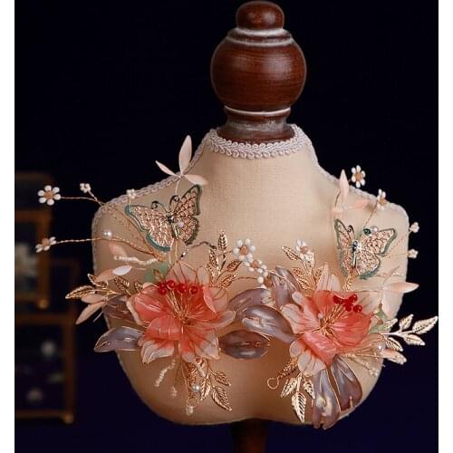 Romantic Pink Bridal Hairpins Sunflower Barrettes Brides Diadem Queen Hair Girps Wedding Hair Accessories