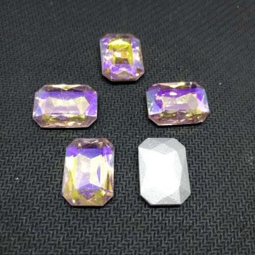 Pink AB RC Crystal Glass Sewing Rhinestones Pointback DIY Wedding Dress and Bag 10*14 13*18