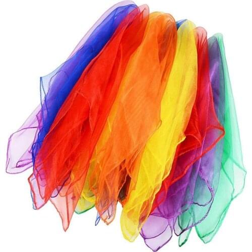 12 x Small Dance Scarves Multi-Color Scarves Hem Juggling Scarves Dance Color Ran 60 x 60cm