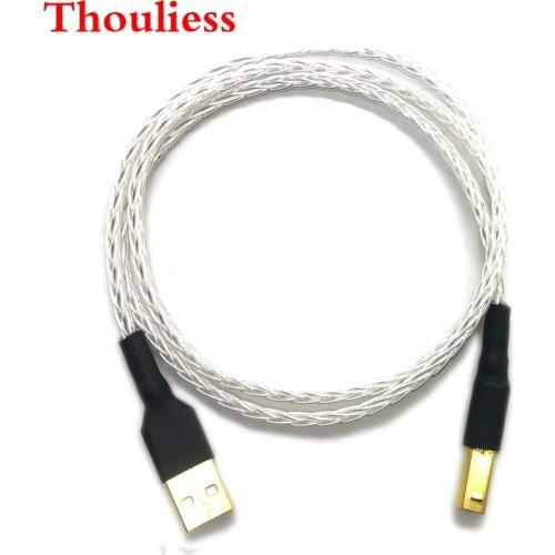 Thouliess Free Shipping 8 cores Twist 7N OCC silver plated braid USB 2.0 Type A to B Male interconnect cable for connect cable