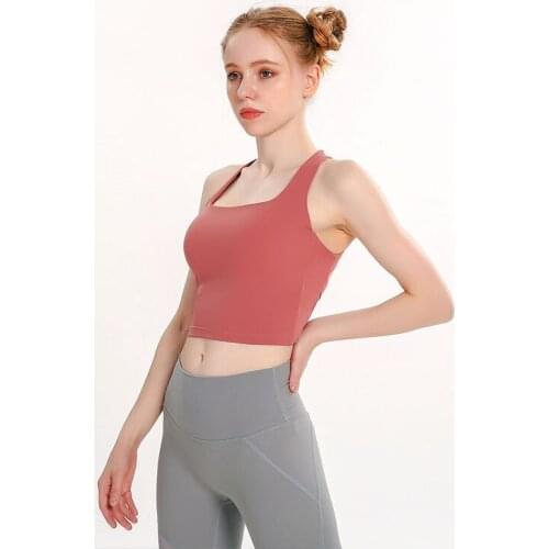 Yoga Tank Tops Women Fitness Crop Top Shockproof Sports Bras Training Sleeveless Sport Gym Tops Sexy Cross Back Running Vest