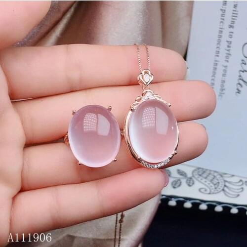 KJJEAXCMY boutique jewelry 925 sterling silver inlaid natural powder crystal hibiscus stone gems female ring pendant necklace su