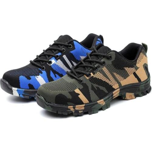 Safety Shoes Cap Steel Toe Safety Shoe Boots For Man Work Shoes Men Breathable Camouflage Size 12 Footwear Wear-resistant YXZ003