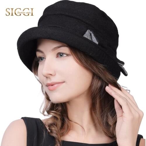 FANCET Ladies Wool Cloche Round Hats For Women Winter Warm 1920s Vintage Fedora Bucket Bowler Hats Adjustable Trilby Gorro 89369