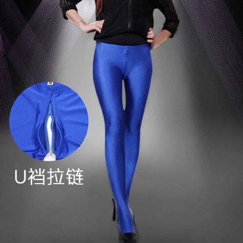 Woman Household Apparel Pantihose Invisible Zipper Open Crotch Outdoor Sex Pants Shaping Leggings Skinny Leggy Jogging