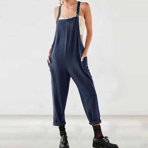 S-5XL Womens Jumpsuits Woman Casual Loose Long Harem Trousers Pants Plus Size Solid Romper Jumpsuit Female Sexy Bib Overalls
