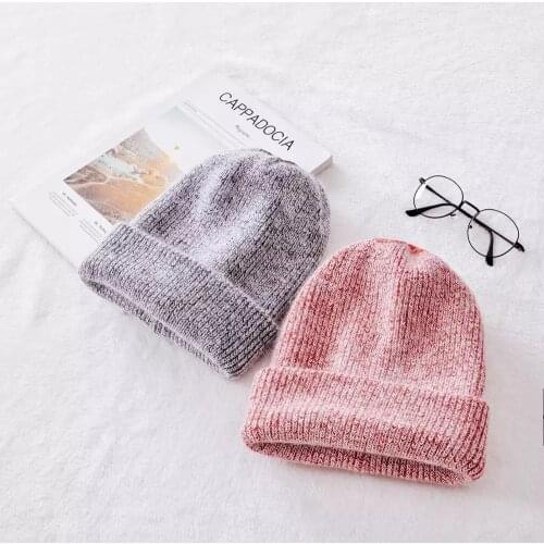 Winter Hat For Women Beanie Hat Rabbit fur Woman Hat Winter Beanies for Ladies Knitted Hat Cashmere Autumn Solid Bonnet 2020
