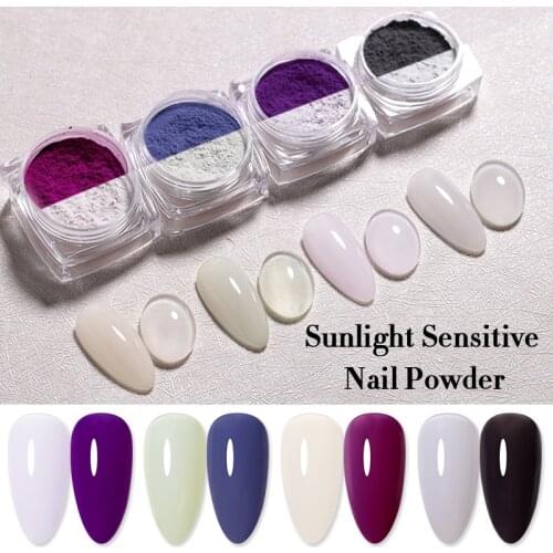 1 Box Sunlight Sensitive Nail Glitter Powder Colorful Light Changing Nail Powder Reflective Pigment Dust DIY Nail Art Decoration