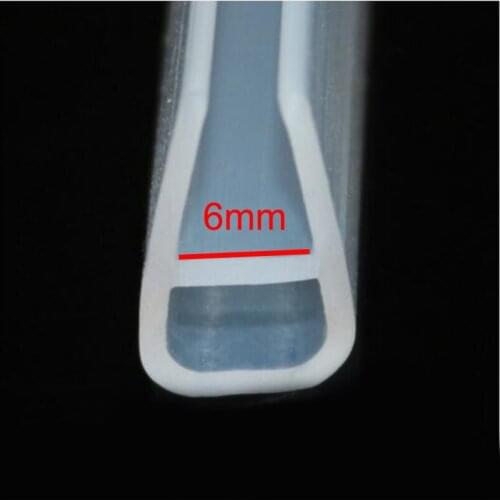 2 meters U shape Silicone shower door glazing rubber seal strip for 6mm glass