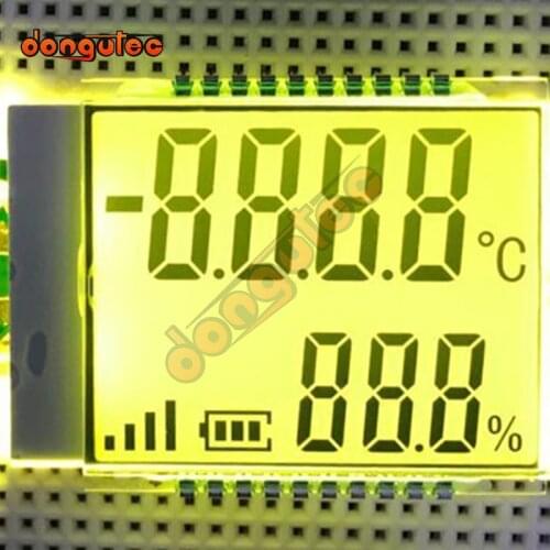 20PIN TN Positive 7-Digits Segment LCD Panel Temperature Humidity LCD Screen Yellow Green Backlight