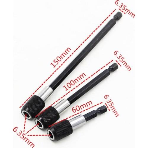 3Pcs/set 60mm 100mm 150mm Black 1/4 Hex Shank Quick Release Electric Drill Magnetic Screwdriver Bit Holder