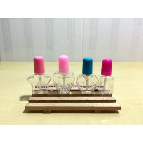 50/100pcs 6ml Mini Cute Clear Empty Nail Polished Bottle with Colourful Cap Brush Plastic Nail Bottle for Children