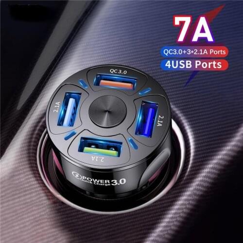 USB car charger 3.1A four port 48W suitable for iPhone 11A mini fast charging Xiaomi Huawei mobile phone charger adapter