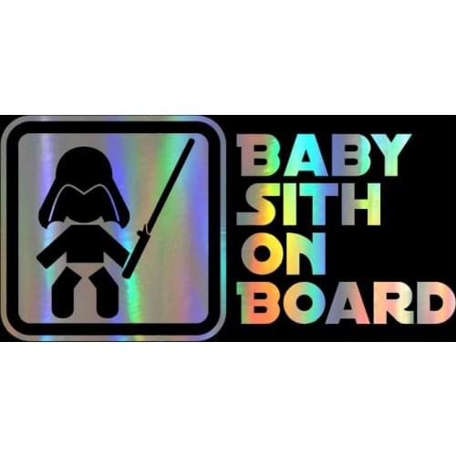 Car Sticker 19.1*9.4CM BABY SITH ON BOARD Star War Funny Sticker Reflective Laser Motorcycle Car Styling 3D Stickers