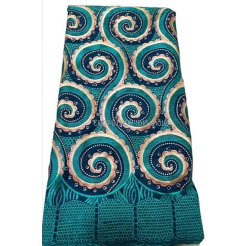 Free Shipping green High quality wedding lace BIG African Fabric lace for dress 5 Yards embroidered Swiss Voile Lace-N8838