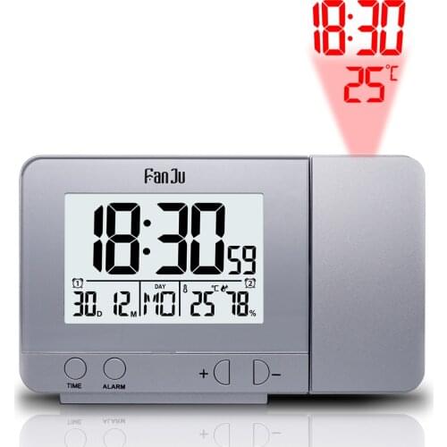 FanJu FJ3531 Digital Projector Alarm Clock LED Electronic Table Snooze Backlight Temperature Humidity Watch With Time Projection