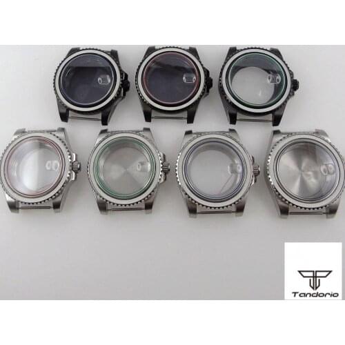 40mm Sapphire Watch Case For NH35/NH36 Miyota 8215 821A DG 2813 Movement Red/Blue/Green/Black Glass Gasket Date Cyclops