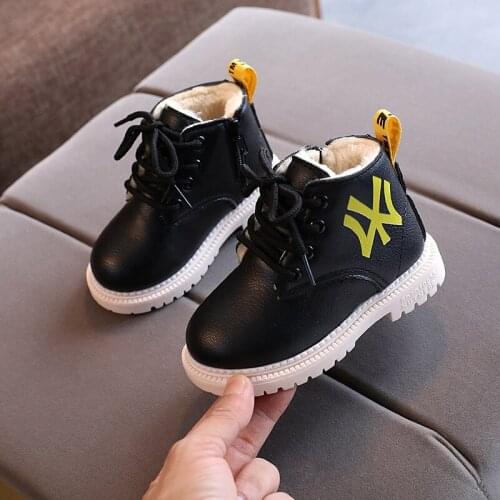 CUZULLAA Kids Martin Boots for Boys Girls Fashion Sport Boots with Fur Waterproof Children Soft Sole Shoes Winter Cottom Boots