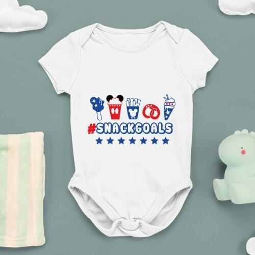 Disney Letter Printing Series Baby Romper SNACKGOALS White Black Fashion Casual Toddler Clothes Harajuku Loose Kawaii Drop Ship