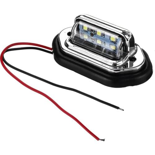 2pcs 12V 24V Waterproof 6 LED Car License Plate Light Signal Tail Light Lamp Boat Truck Trailer SUV VAN Caravan Waterproof