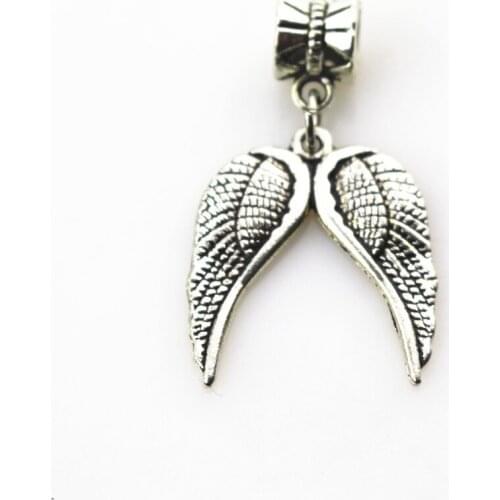 Hot selling 20pcs/lot double wing charms big hole pendant beads charm fit nacklace bracelet diy jewelry dangle charms