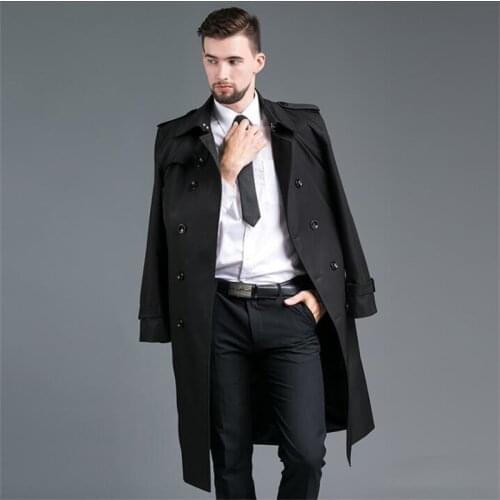 Khaki mens trench coats ветровка jaquetas man long coat men fashion clothes slim fit overcoat long sleeve corta vento masculino