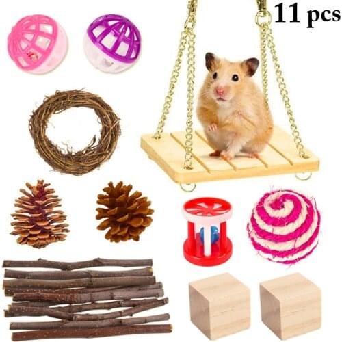 Pet Hamster Natural Wooden Chewing Toys Chinchilla Cage Accessories Rabbit Wooden Toys Hamster Chew Toy Interactive Hamster Toy