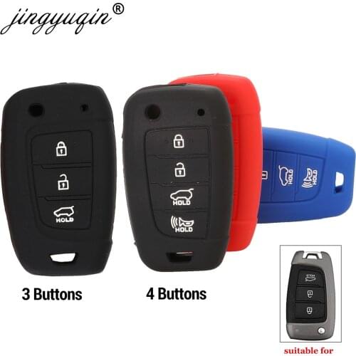 Jingyuqin 30pcs/lot Car Key Case Cover Silicone for Hyundai Elantra Solaris 2016 2017 2018 3 Buttons Folding Remote Key Shell