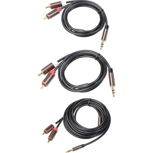 3.5 mm Jack to 2 RCA Audio Cable 1/8 inch Male to 2RCA Male Splitter AUX Cable for PC Amplifier DVD Speaker