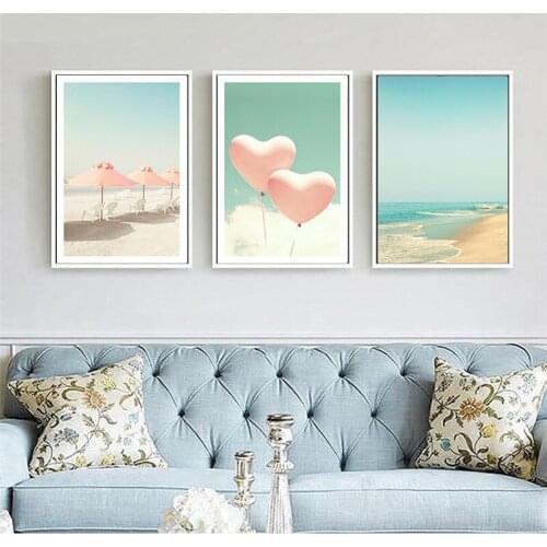 Simple Small Fresh Home Decoration Sea View Tropical Beach Picture for Living Room Bedroom Wall Art Decoration Canvas Painting