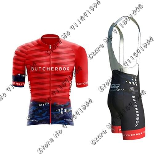 Team Butcherbox 2021 Cycling Jersey Set Men Pro Team Cycling Clothing Road Bike Suit Bicycle Bib Shorts MTB Wear Maillot
