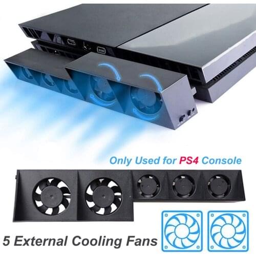 PS4 Console Fast Cooling Fan with 5 External Temperature Cooler Fans USB Cable for Sony Playstation 4 Play Station 4 PS 4 Host