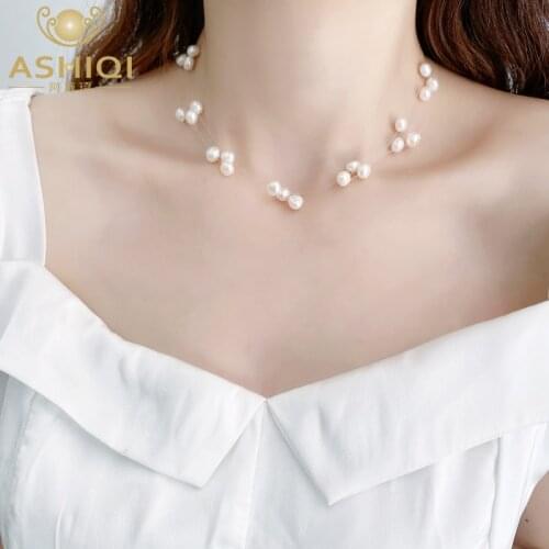 ASHIQI Multilayer Natural Baroque Pearl Necklace Simple Style Wedding Party Jewelry Gifts for Women
