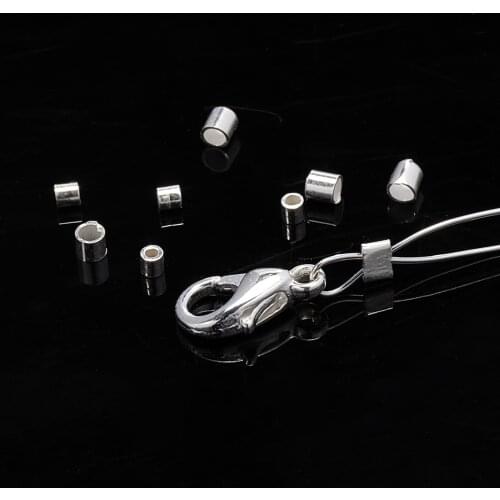 20pcs 925 Sterling Silver Crimp End Beads 1.5mm 2mm 2.5mm Crimps Silver End Beads for DIY Bracelet Jewelry Making Findings