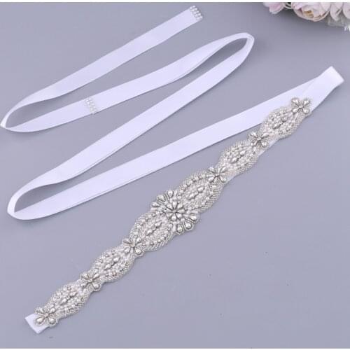 S490 Handmade Rhinestone Wedding Belt Fashion Bride Bridesmaid Dress Accessories Belts for Women Evening Dresses Pearl Sash