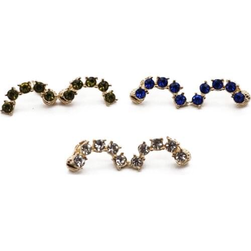 Three Colors Glass Stone Earrings Cute Small Symmetrical