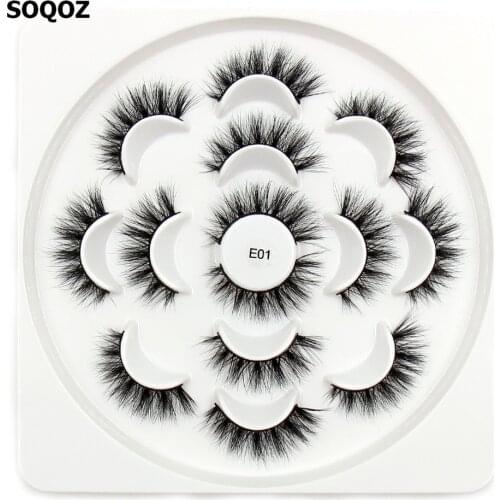 SOQOZ 7 Pairs/Pack Eyelashes 3D Mink Lashes Cross Mink Eyelashes Fluffy Lashes Natural Long False Eyelashes Makeup