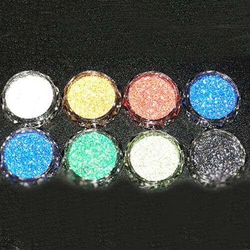 8 pcs Reflective Nail Glitter Powder Shiny Dust Glow In The Dark For Bar Disco Sparkling Pigment Fluorescent Nail Art Decor