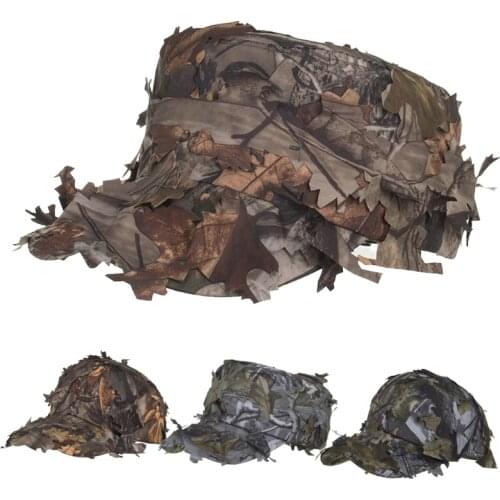 Tactical 3D Camouflage Caps Sniper Hunting Baseball Cap Flat Hat Hunter Fisherman Camo Hat Outdoor Paintball Shooting Hiding Cap